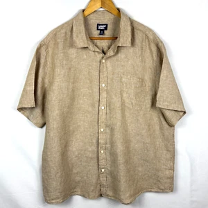 Lands End Men Linen Short Sleeve Button Down Shirt XXL Lightweight Beachy Coast - Picture 1 of 10