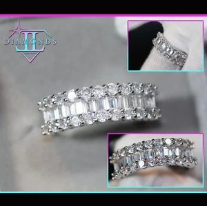 Anillo de diamantes talla baguette para mujer, anillo de diamantes simulados, anillo de promesa - Imagen 1 de 9