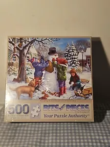 New 500 Pcs Sealed Bits And Pieces ~ Building A Snowman On A Snow Day Puzzle - Picture 1 of 6