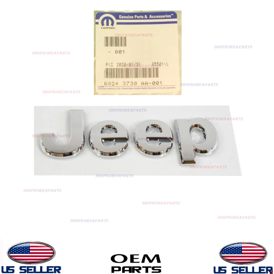 Genuine Hood Emblem Nameplate Chrome ⭐OEM⭐ Jeep Compass 2017-2023 68243730AA - Image 1 of 1