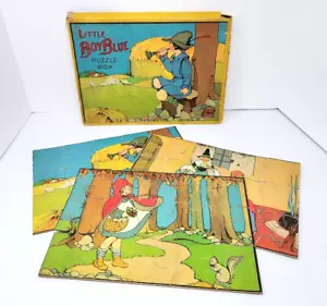 Antique (Set of 3) Milton Bradley LIttle Boy Blue Puzzle Box Fairy Tales #4216 - Picture 1 of 24