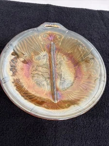 Marigold Indiana Carnival Glass Amber Divided Relish Tray! - Picture 1 of 6