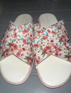 Easy Spirit Sesaff Slides Shoes Size 91/2 W Floral White Women’s Sandals - Picture 1 of 3