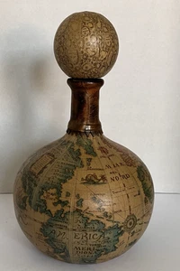 MCM Florentia Globo Italiano Cuero Envuelto Decantador Mapa del Viejo Mundo-Tapón Luna - Imagen 1 de 21