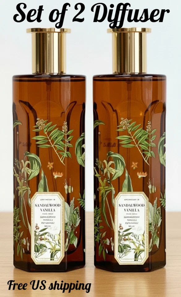 Anthropologie Apothecary 18 Woody Sandalwood Vanilla Reed Diffuser 6 oz 2-Bottle - Image 1 of 4
