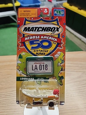 2001 MATCHBOX ACROSS AMERICA 50TH BIRTHDAY LOUISIANA RAFT BOAT WITH TRAILER - Image 1 of 4