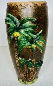Vintage Midcentury Tropical Palm Tree Motto Keramik Vase - Tiki Bar - Strand - Bild 1 von 3