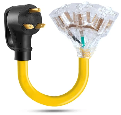 Adaptador de enchufe de distribución de cable RV de 30 amperios a 20 amperios 110 V, NEMA TT-30P a 3X 5-20R Foto 1 de 4
