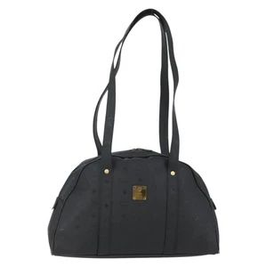 MCM Vicetos Logogram Shoulder Bag PVC Leather Black Gold Auth hk3093 - Picture 1 of 20