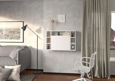 BIM FURNITURE Étagère de bureau pliante murale cm 94 x 62h x 20 (fermée) 62 (ouverte) blanc ma