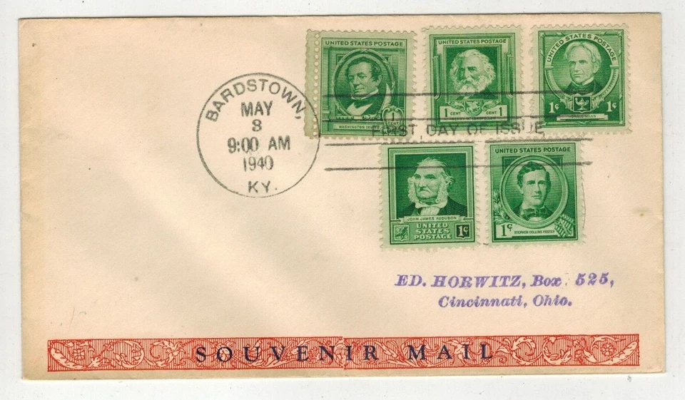 1940 FAMOUS AMERICANS 879 STEPHEN COLLINS FOSTER UNLISTED & 5 DIFF 1c STAMPS! - Image 1 of 1