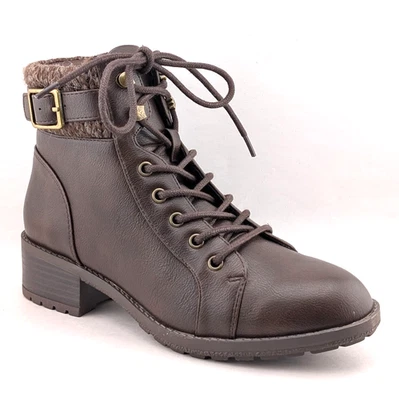 Botas femininas Style & Co. tamanho 6.5 Gaiel marrom combate e cadarço marrom choco - Imagem 1 de 4