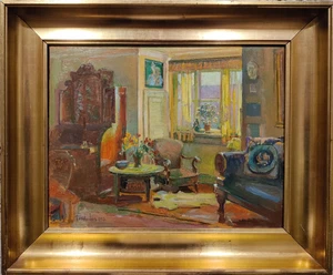 Johannes Nörretranders (1871-1954): WOHNZIMMERINTERIEUR. Datiert 1943 - Picture 1 of 7