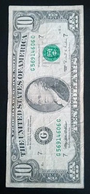 1995 10$ G 56914606 C Old Federal Reserve Note - Image 1 of 2