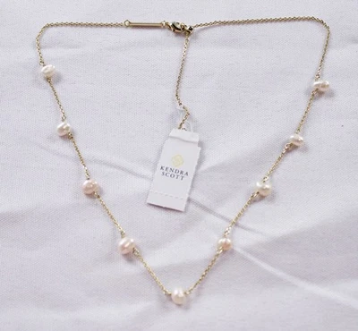 Collar Kendra Scott Leighton Perlas de Agua Dulce Cadena SV3 14k Chapado en Oro 16"L Foto 1 de 4
