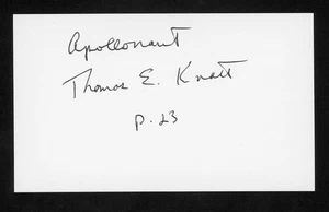 Thomas Knatt NASA/MIT: Computer Programmer Apollo signed 3x5 Karteikarte E28473 - Bild 1 von 1