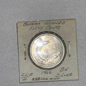 1966 Bahama Islands Silver Half Dollar UNC Very Beautiful Coin Free Shipping - Picture 1 of 2