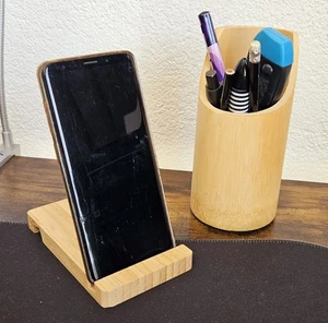 Zestaw biurowy stojak na telefon/tablet kubek na długopisy i ołówki - Zdjęcie 1 z 11