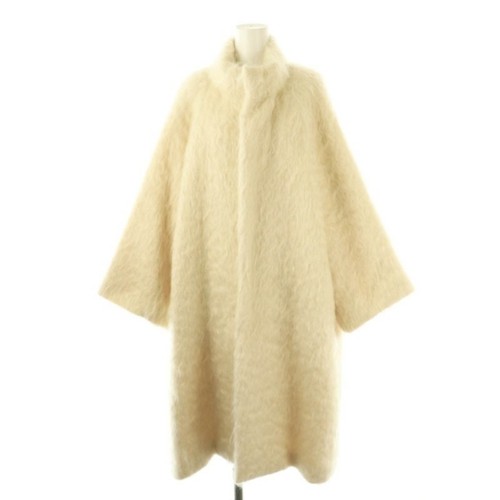 OFF WHITE Blamink cappotto shaggy lana mohair lungo 38 bianco sporco HK usatoacbd81be5fa14733a