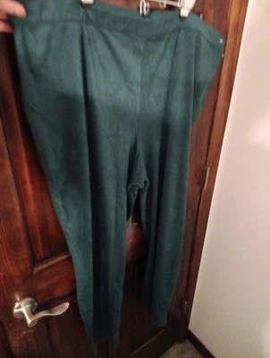 Plus Women's Susan Graver Green Faux Suede High-Waisted Leggings NWOT  Size 3X - Image 1 of 4