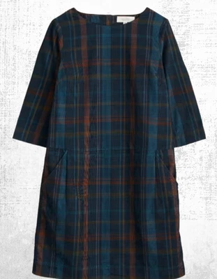 Womens Seasalt Dress Martingale Checked Needlecord Dress Ink Navy Multi RRP £79 — 第 1/4 张图片