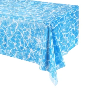 Ocean Tablecloth, 54x108 Inch Ocean Waves Water Party Plastic Dark Blue - Imagen 1 de 7