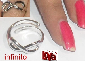 anello infinito argento 925 regolabile qualsiasi misura infinito amore - Picture 1 of 1
