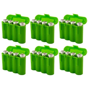 6 GREEN AA AAA BATTERY BATTERY PLASTIC STORAGE CASE HOLDER BOX USA SHIP - Picture 1 of 9