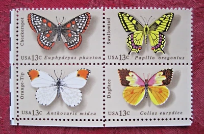 US Scott #1712-15 Butterflies 1977 Block of 4 13¢ Stamps Mint NH - Image 1 of 2