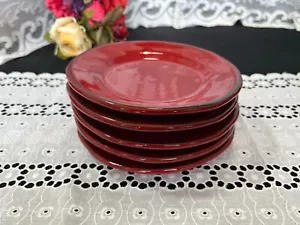 Set of 5 Crate and Barrel "Carmen" Red Appetizer / Bread Plates 6 3/4" - Picture 1 of 7