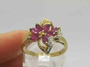 1.50Ct Marquise Cut Lab-Created Ruby Prong Wedding Ring 14K Yellow Gold Plated - Picture 1 of 9
