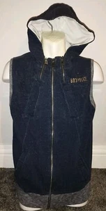 Mens 883 Police Fang Navy Speckled Pattern 3 Zips Hooded Gilet Size 3 Small - Picture 1 of 9