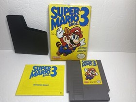 Nintendo NES Super Mario Bros 3 completo di scatola CIB 1990 autentico nastro riparazione