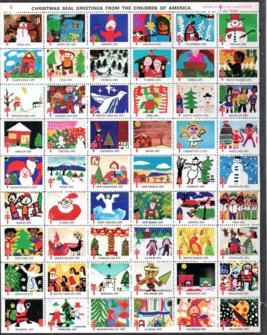 US WX254, 1975 Christmas Seals, Perf. 12 1/2, Sheet of 54 Cover