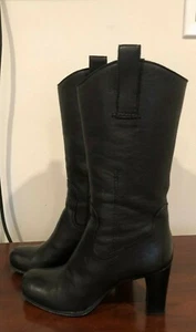 Costume National Black Boots Ladies Size 39 1/2 Good Condition Made In Italy - Picture 1 of 9