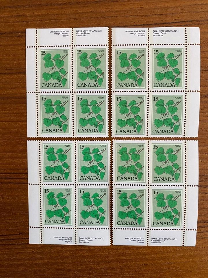 Canada Stamp Blocks - 1977  15c MEDIUM-VALUE TREE DEFINITIVE  Inscription Blocks - Image 1 of 1