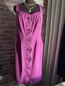 Jessica London Pink Vintage Midi Sheath Dress Accent Buttons Strap Sleeve Sz 12 - Picture 1 of 6