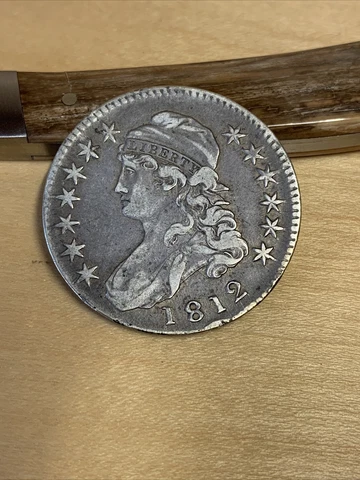 1812 Capped Bust Silver Half Dollar 50c (VF) ANTIQUE US ORIGINAL COIN Fifty Cent Cover