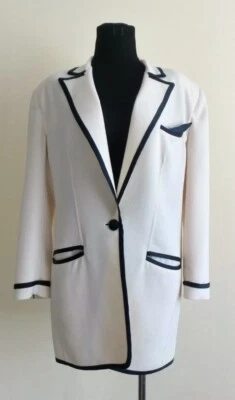  Absolutamente increíble e impresionante Chaqueta DONNA KARAN Beige Lana Mangas Largas Foto 1 de 4