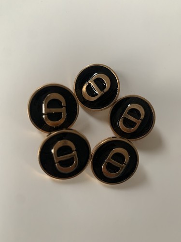 Bottoni Christian Dior 5 pezzi metallo 17 nero oro.