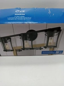 Open Box OVE Joakim 3-Light Vanity Black Finish Dimmable - Picture 1 of 5