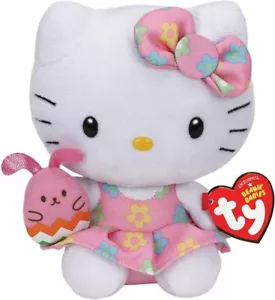 HELLO KITTY Spring Easter Dress w Pink Bunny Egg Plush 6" TY Beanie Baby 2015 - Picture 1 of 1