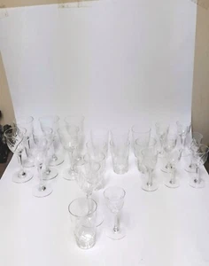 Crystal Glasses Wine Dinner Set Of 3 With 8 Settings Vintage Antique - Picture 1 of 24