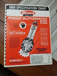 Vintage 1969 Wizard Thermo-Disk Specification Chart Fully Automatic Spark Plugs - Picture 1 of 7