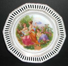 ANTIQUE BAVARIA RETICULATED CLASSICAL LADIES W HARP MUSIC CHARGER PLATE