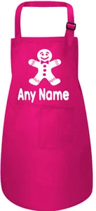Gingerbread Man Personalised Kids Apron Any Name Cooking Baking - Picture 1 of 7