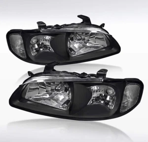 Juego de faros faros transparentes izquierda+derecha carcasa negra Nissan Sentra 2000-2003 - Imagen 1 de 5