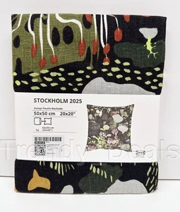 Ikea STOCKHOLM 2025 Cushion Cover 100% Linen, Abstract black/multicolor, 20x20" - Picture 1 of 2