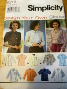 Simplicity Sewing pattern no. 9210 ladies blouse size 8,10, 12 - Picture 1 of 2