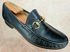 GUCCI Classic Black Leather Horse Bit Loafer Moc Toe Men Dress Shoe 9.5 D, US 10